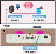 光纖水聽(tīng)器偵聽(tīng)傳感系統(tǒng)是長(zhǎng)輸管線管道泄漏監(jiān)測(cè)系統(tǒng)的其中一種解決方案，常用在原水管線、輸氣管線、輸油管線上，采用光纖水聽(tīng)器組成的陣列進(jìn)行長(zhǎng)距離管道泄漏、滲漏、漏損、漏失監(jiān)測(cè)，在長(zhǎng)輸管道中每隔 500m~1km 左右布置一個(gè)光纖水聽(tīng)器，通過(guò)光纜將水聽(tīng)器串接并傳輸信號(hào)，當(dāng)兩聲波傳感器之間發(fā)生因泄露引起聲波或振動(dòng)時(shí)相鄰水聽(tīng)器探測(cè)到該信號(hào)并對(duì)其進(jìn)行識(shí)別與定位。